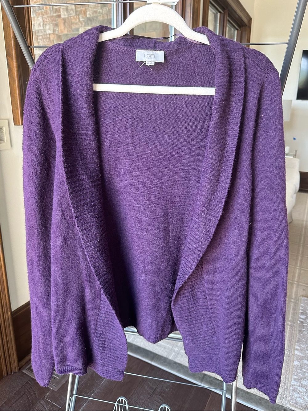 LOFT Deep Purple Open-Front Shawl Cardigan